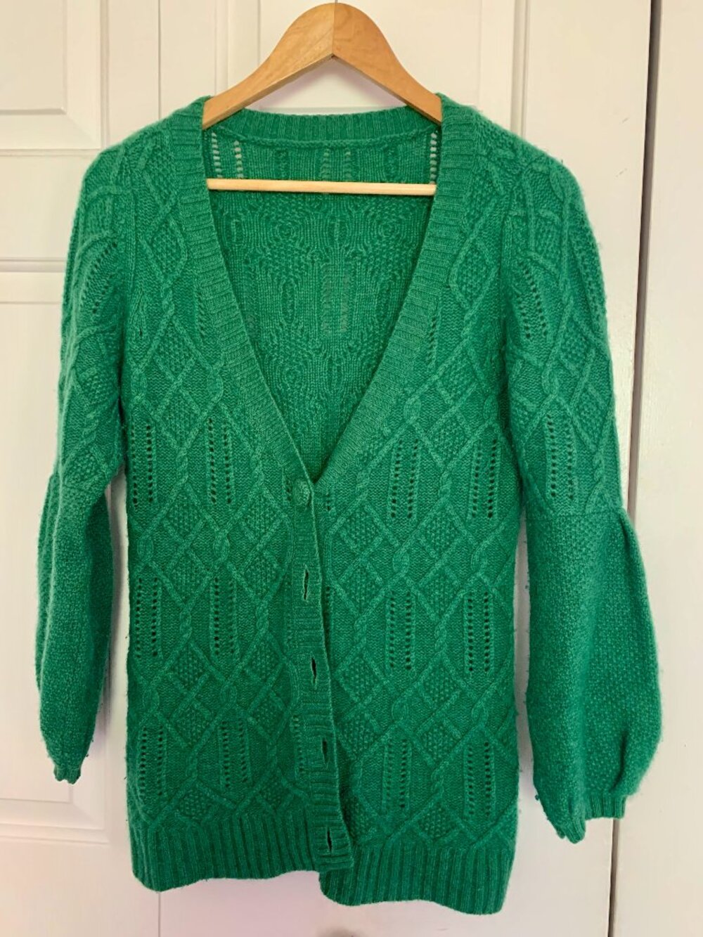 Gorgeous Cashmere Wool Blend Cardigan in Kelly Green